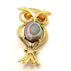 Vintage Estate Jewelry Owl Brooch Pin Pendant Lapel 70's 🦉✨ A002